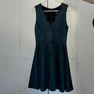 AQUA Forest Green Suede Dress